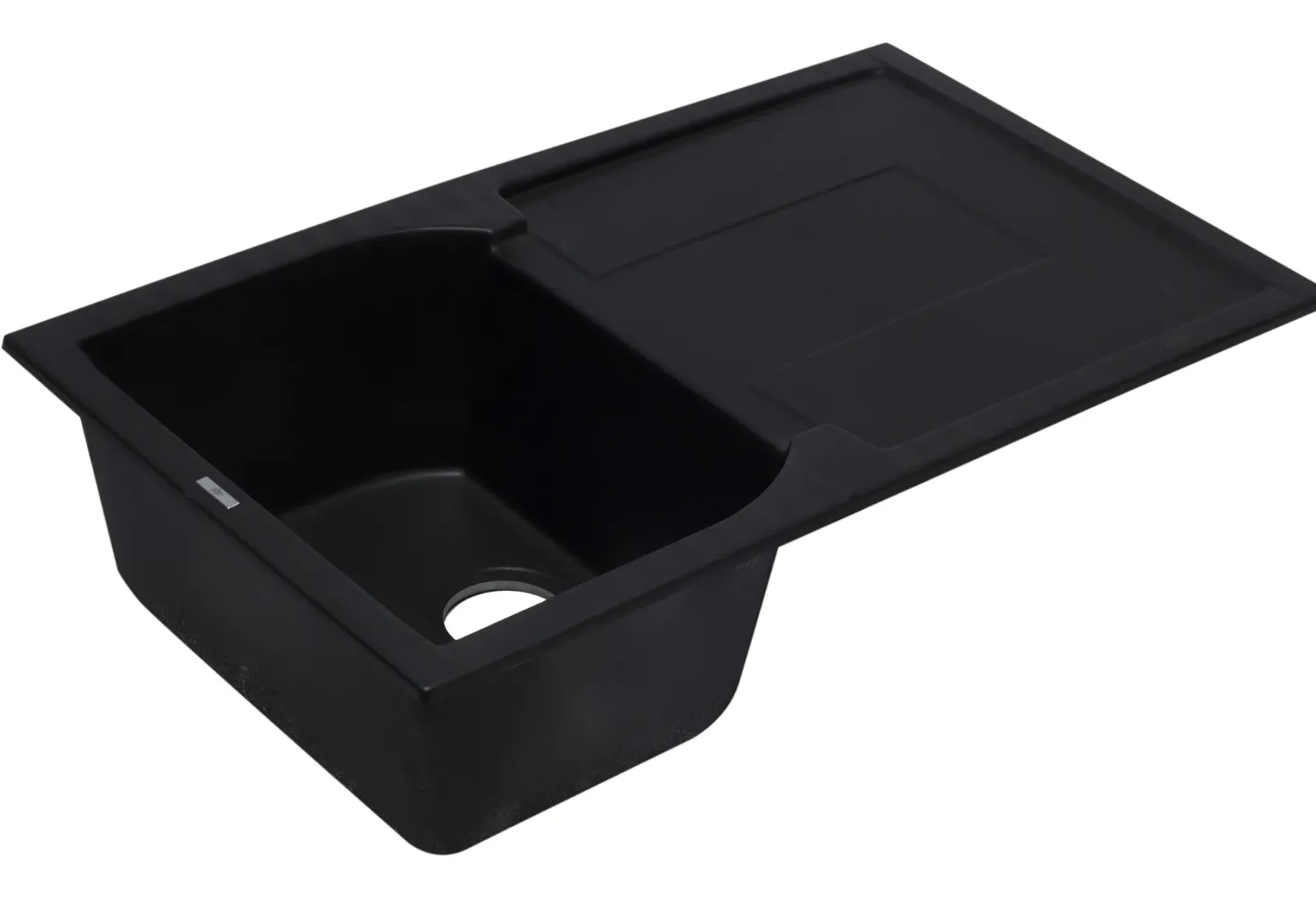 ALFI 34" Single Bowl Granite Composite Kitchen Sink with Drainboard, Black, AB1620DI-BLA