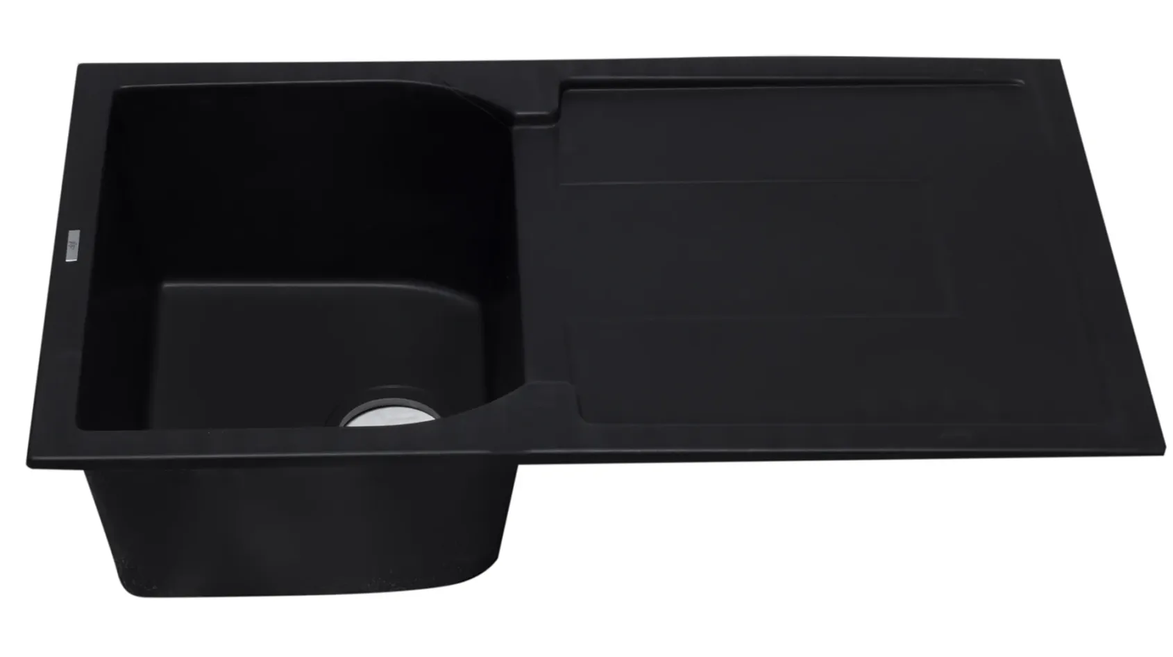 ALFI 34" Single Bowl Granite Composite Kitchen Sink with Drainboard, Black, AB1620DI-BLA