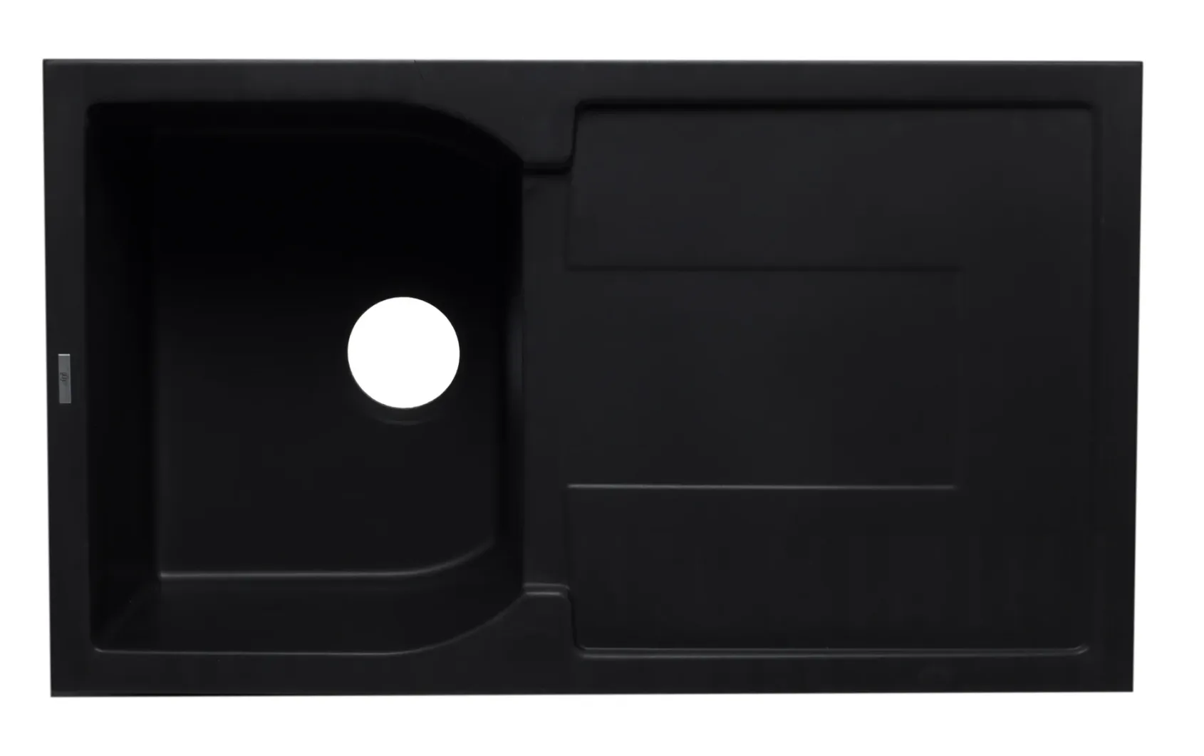 ALFI 34" Single Bowl Granite Composite Kitchen Sink with Drainboard, Black, AB1620DI-BLA