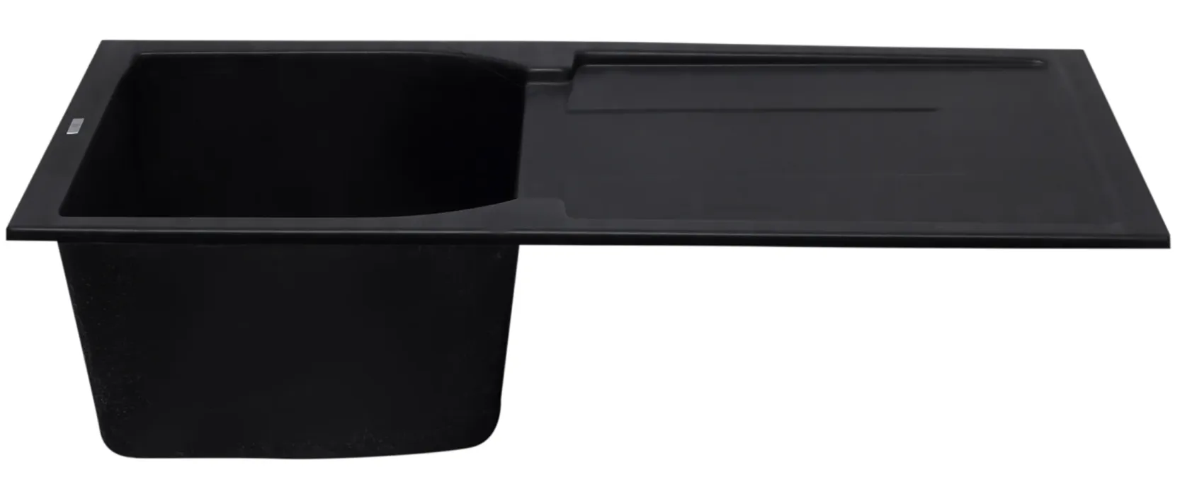 ALFI 34" Single Bowl Granite Composite Kitchen Sink with Drainboard, Black, AB1620DI-BLA