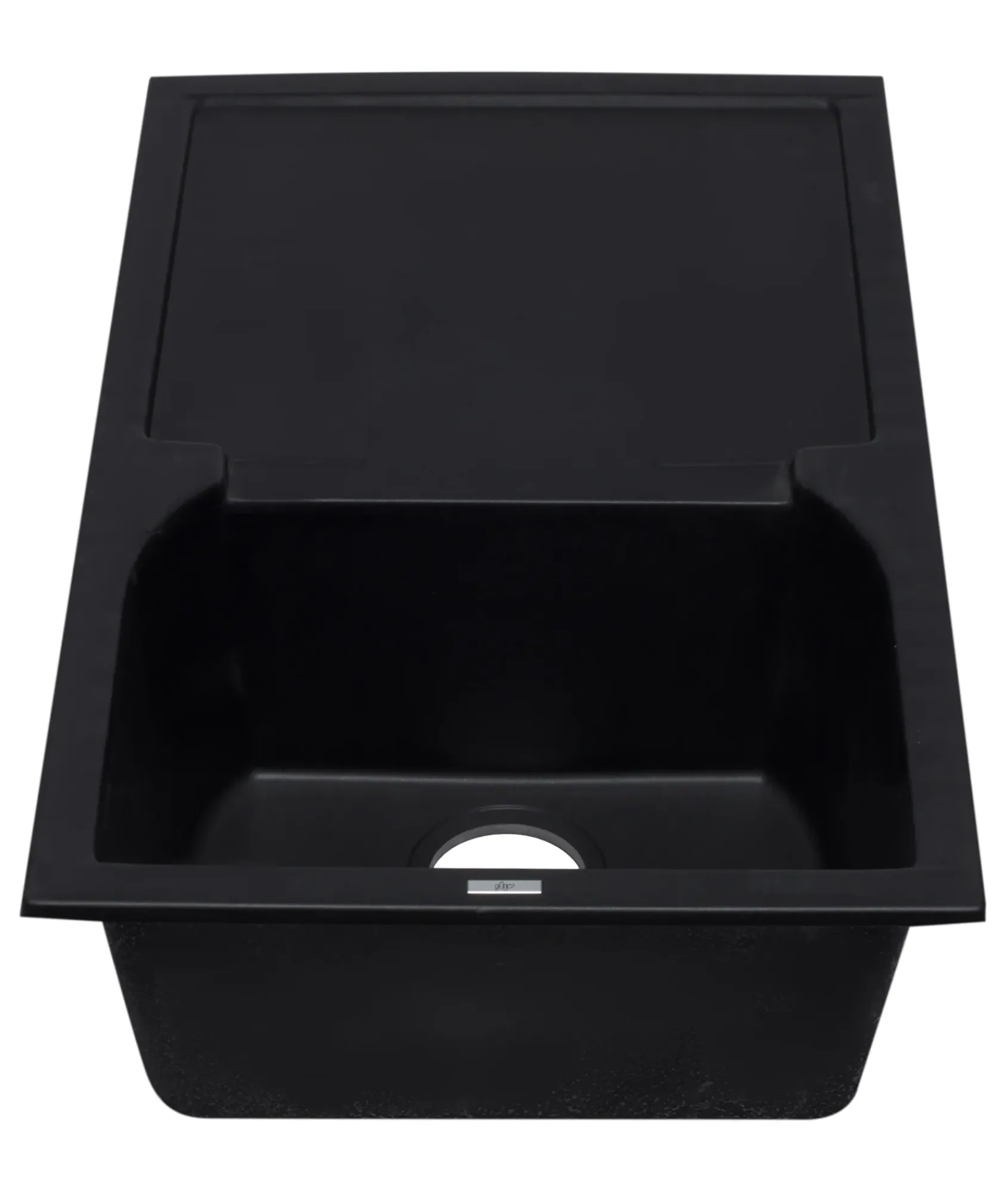 ALFI 34" Single Bowl Granite Composite Kitchen Sink with Drainboard, Black, AB1620DI-BLA