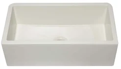 ALFI 33" Single Bowl Thick Wall Fireclay Farmhouse Apron Sink, Reversible, Biscuit, AB3318SB-B
