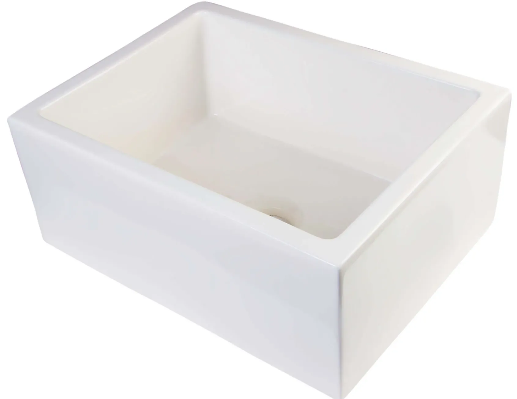 ALFI 24" Single Bowl Thick Wall Fireclay Farmhouse Apron Sink, Biscuit, AB2418SB-B