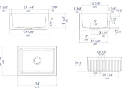 ALFI 24" Single Bowl Thick Wall Fireclay Farmhouse Apron Sink, Biscuit, AB2418SB-B