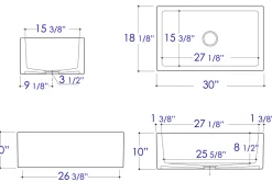 ALFI 30" Single Bowl Thick Wall Fireclay Farmhouse Apron Sink, Biscuit, AB3018SB-B