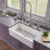 ALFI 33" Single Bowl Thick Wall Fireclay Farmhouse Apron Sink, Reversible, White, AB3318SB-W