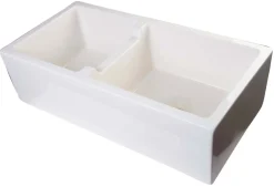 ALFI 36" Smooth Double Bowl Thick Wall Fireclay Farmhouse Sink, Biscuit, AB3618DB-B
