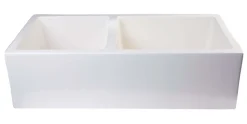 ALFI 36" Smooth Double Bowl Thick Wall Fireclay Farmhouse Sink, Biscuit, AB3618DB-B