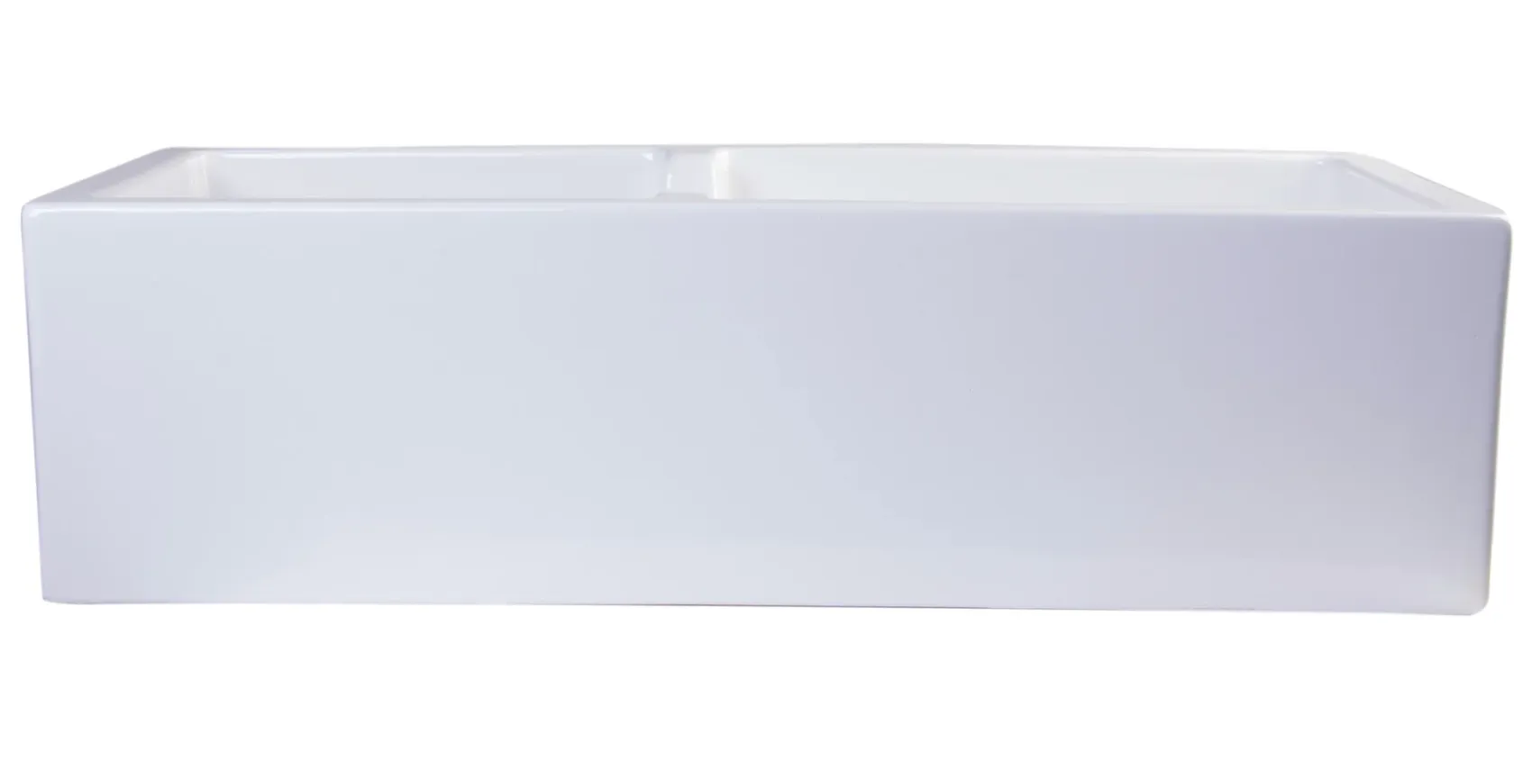 ALFI 36" Smooth Double Bowl Thick Wall Fireclay Farmhouse Sink, White, AB3618DB-W