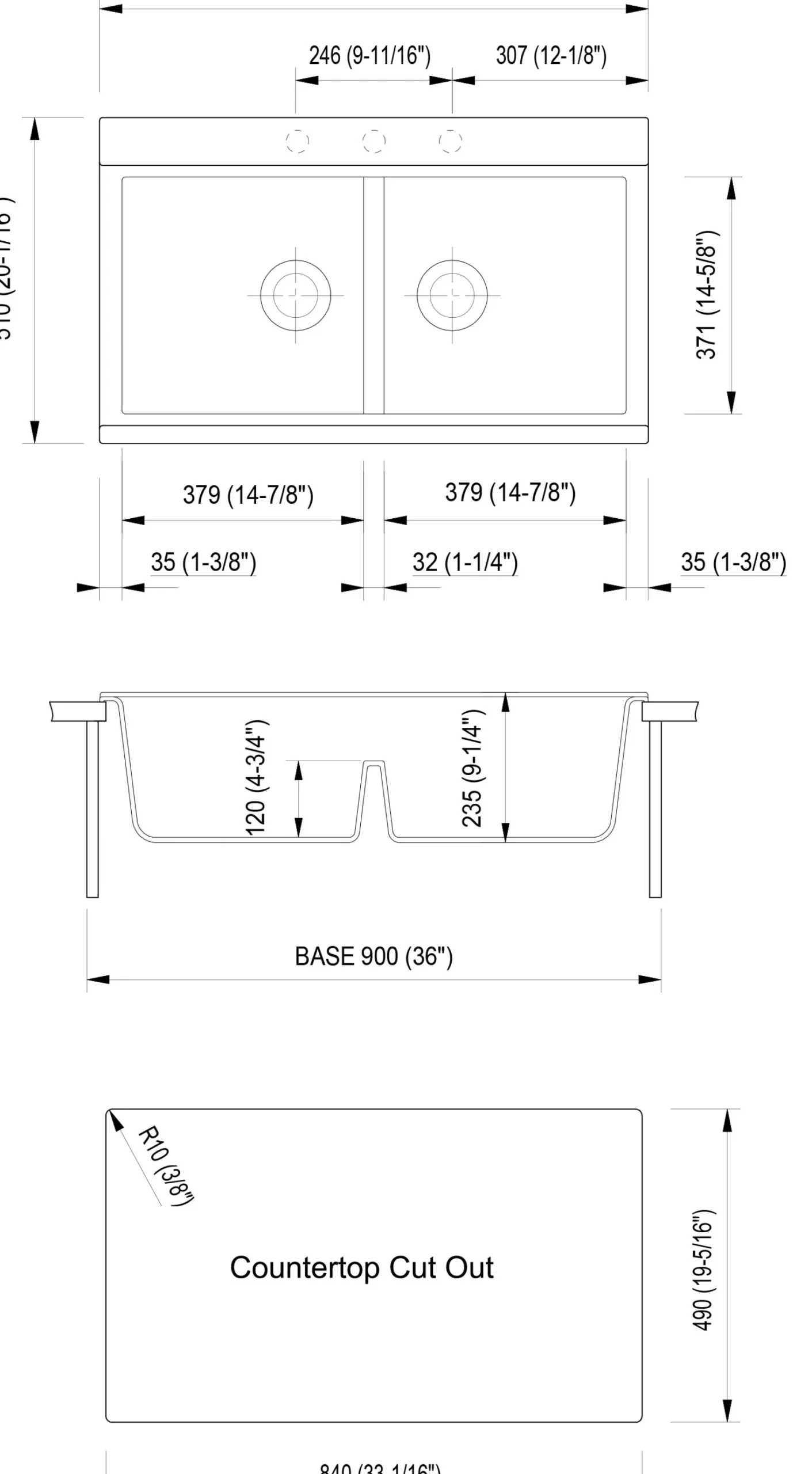 ALFI 34" Undermount Granite Composite Workstation Kitchen Sink with Accessories, 50/50 Double Bowl, White, 0 Faucet Hole, AB3418DBUM-W
