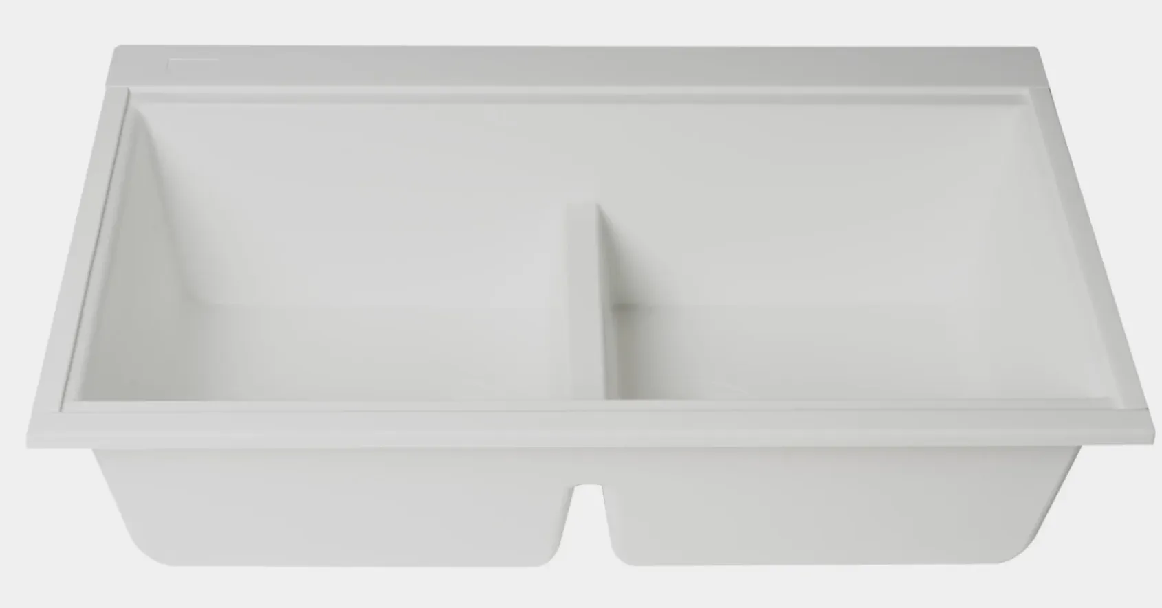 ALFI 34" Undermount Granite Composite Workstation Kitchen Sink with Accessories, 50/50 Double Bowl, White, 0 Faucet Hole, AB3418DBUM-W