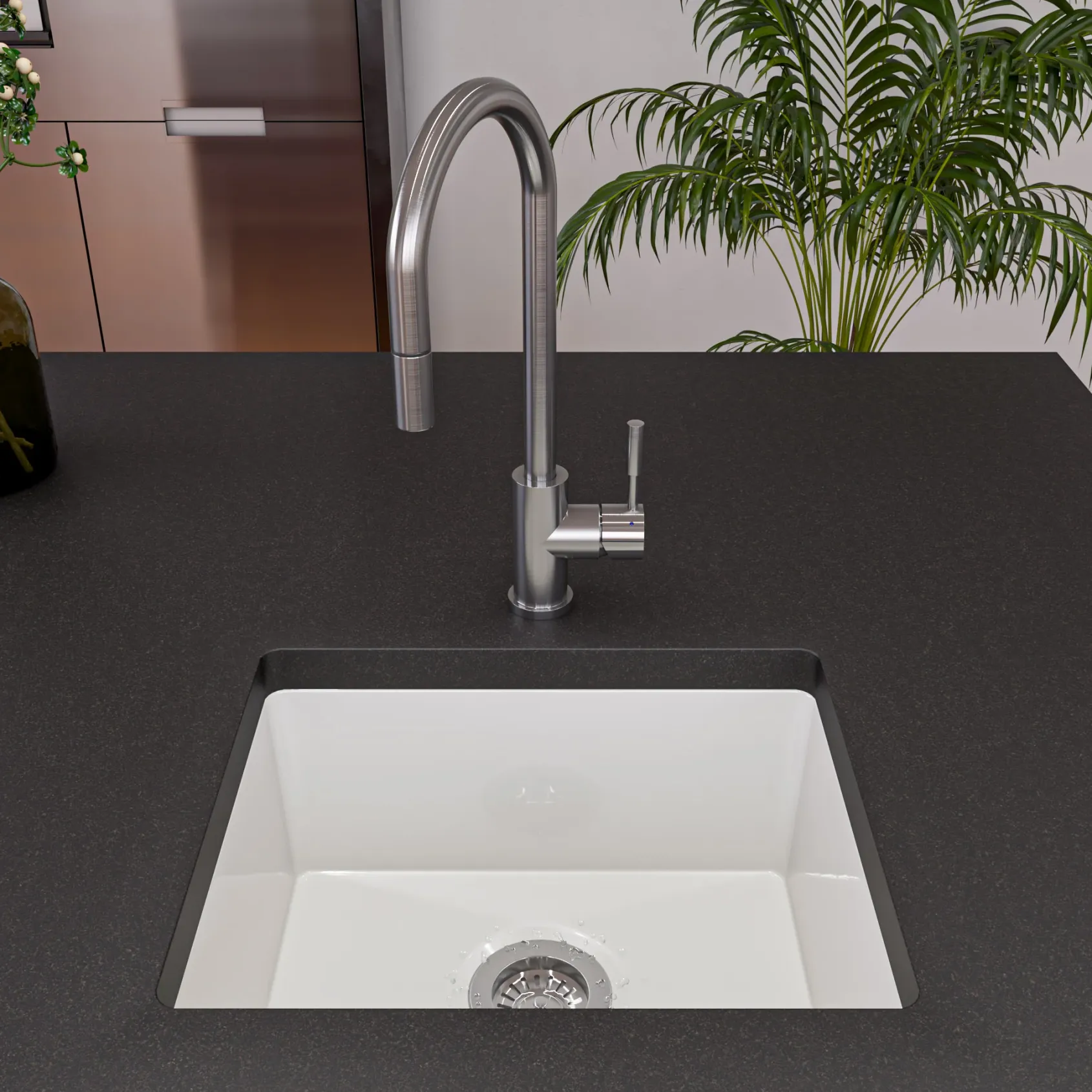 Alfi 20" White Fireclay Undermount Kitchen Sink, AB2017