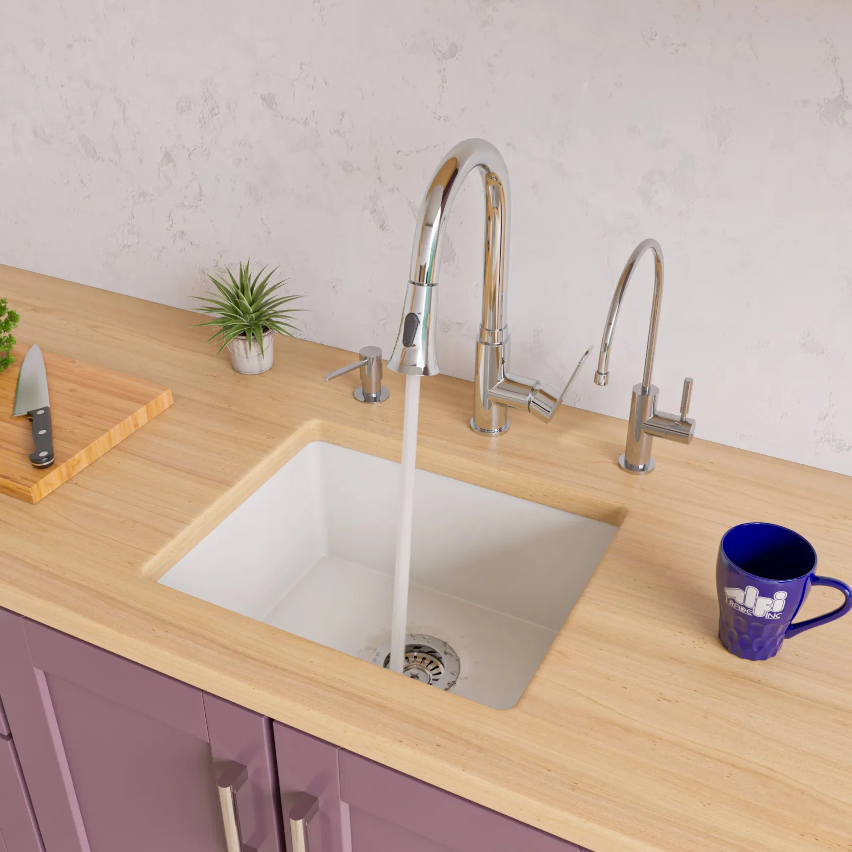 Alfi 20" White Fireclay Undermount Kitchen Sink, AB2017