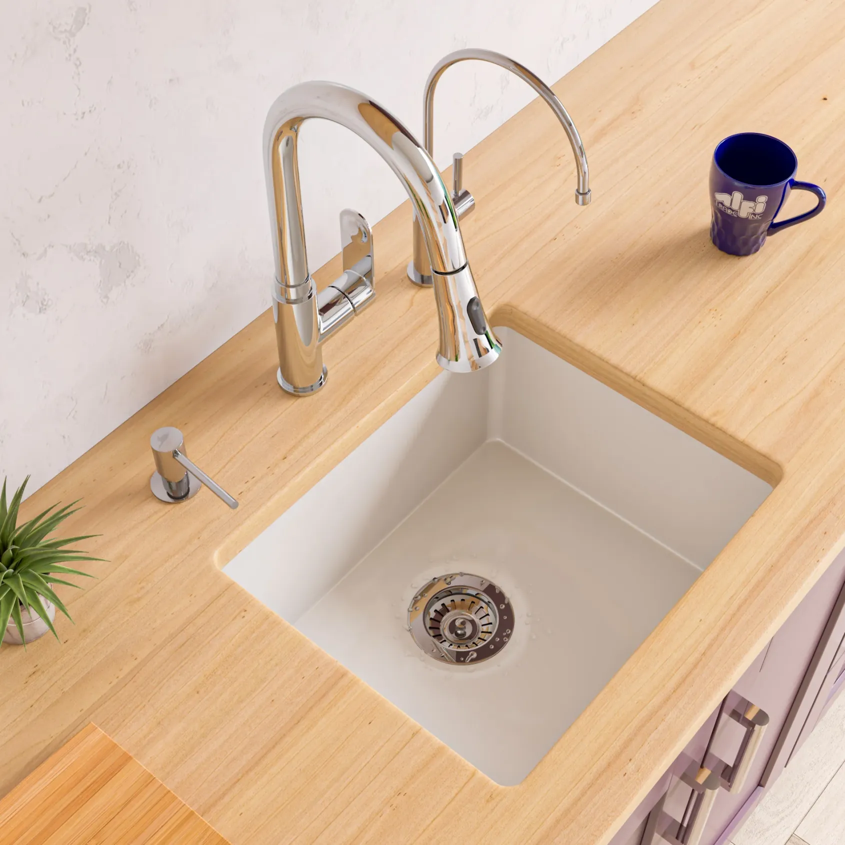 Alfi 20" White Fireclay Undermount Kitchen Sink, AB2017