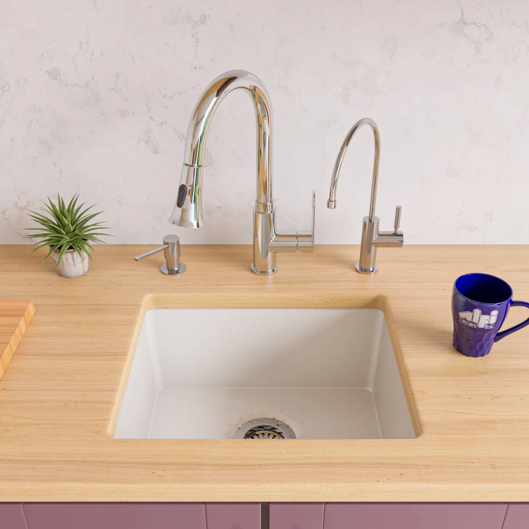 Alfi 20" White Fireclay Undermount Kitchen Sink, AB2017