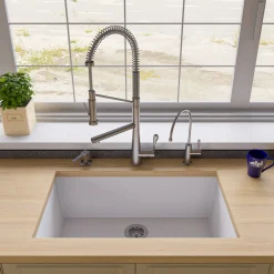 ALFI White 33" Single Bowl Undermount Granite Composite Kitchen Sink, AB3322UM-W