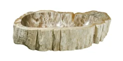 Allstone W 26″ x D 14.5″ x H 5.5″ Petrified Wood Stone Vessel Sink, Beige, Brown, PEWD-#033