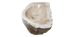 Allstone 35.5"x13"x6" Petrified Wood Stone Vessel Sink, Beige, PEWD-#273