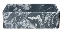 36" Black Glacier Quartz Stone Farmhouse Kitchen Sink, Single Bowl, Reversible, KF362010SB-NLP-BGQ