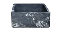 24" Black Glacier Quartz Stone Farmhouse Kitchen Sink, Reversible, KF242010-BGQ