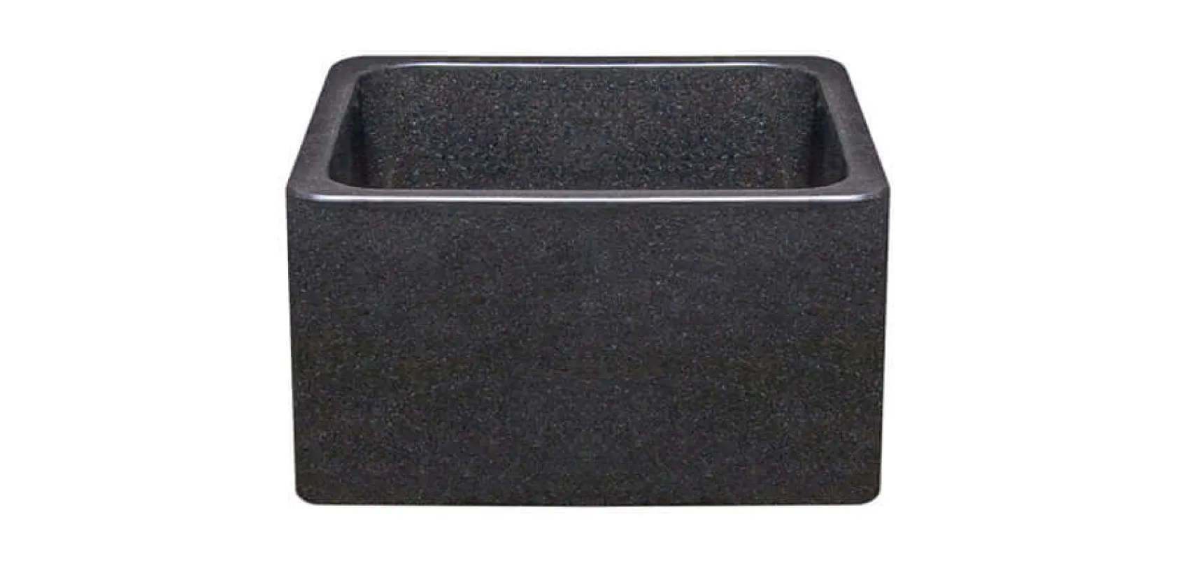 17" Black Granite Stone Farmhouse Kitchen Sink, Single Bowl, Reversible, KF171710-BK