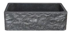 33" Black Granite Stone Farmhouse Kitchen Sink, Single Bowl, Chiseled Front, KF332010SB-BE-BK