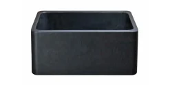 24" Black Granite Stone Farmhouse Kitchen Sink, Single Bowl, Reversible, KF242010-BK