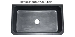 33" Black Granite Stone Farmhouse Kitchen Sink, Single Bowl, Floral Front, KF332010SB-F2-BK