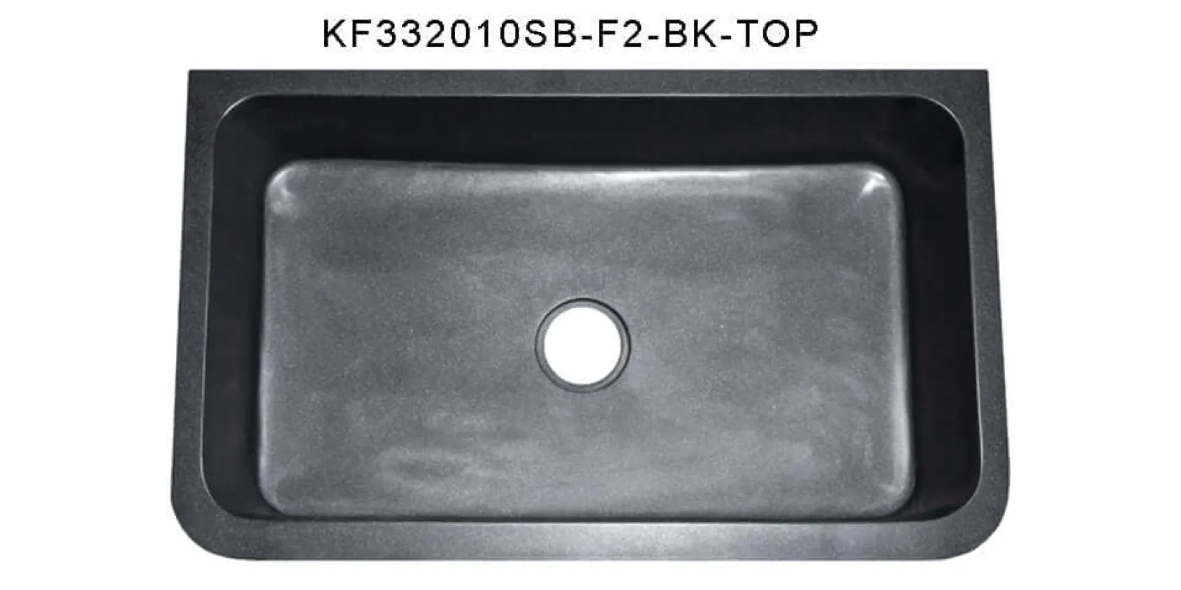 33" Black Granite Stone Farmhouse Kitchen Sink, Single Bowl, Floral Front, KF332010SB-F2-BK