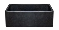 30" Black Granite Stone Farmhouse Kitchen Sink, Single Bowl, Smooth Reversible, KF302010SB-NLP-BK