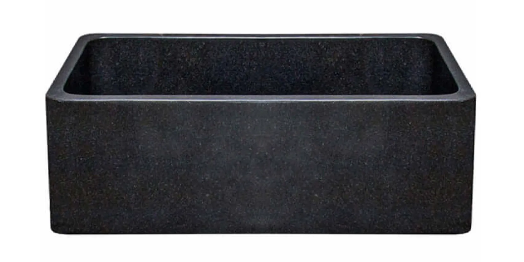 30" Black Granite Stone Farmhouse Kitchen Sink, Single Bowl, Smooth Reversible, KF302010SB-NLP-BK