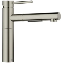 Blanco Alta II Low Arc Pull-Out Kitchen Faucet, Satin Platinum, 1.5 GPM, Brass, 443256