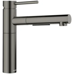 Blanco Alta II Low Arc Pull-Out Kitchen Faucet, Satin Dark Steel, 1.5 GPM, Brass, 527562