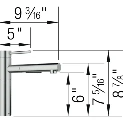 Blanco Alta II Low Arc Pull-Out Kitchen Faucet, PVD Steel, 1.5 GPM, Brass, 527559