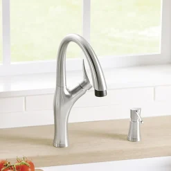 Blanco Artona 1.5 GPM Brass Kitchen Faucet, Pull-Down, Stainless, 442037