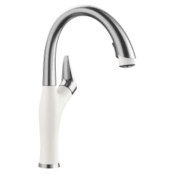 Blanco Artona 1.5 GPM Brass Kitchen Faucet, Pull-Down, White/Stainless, 442036