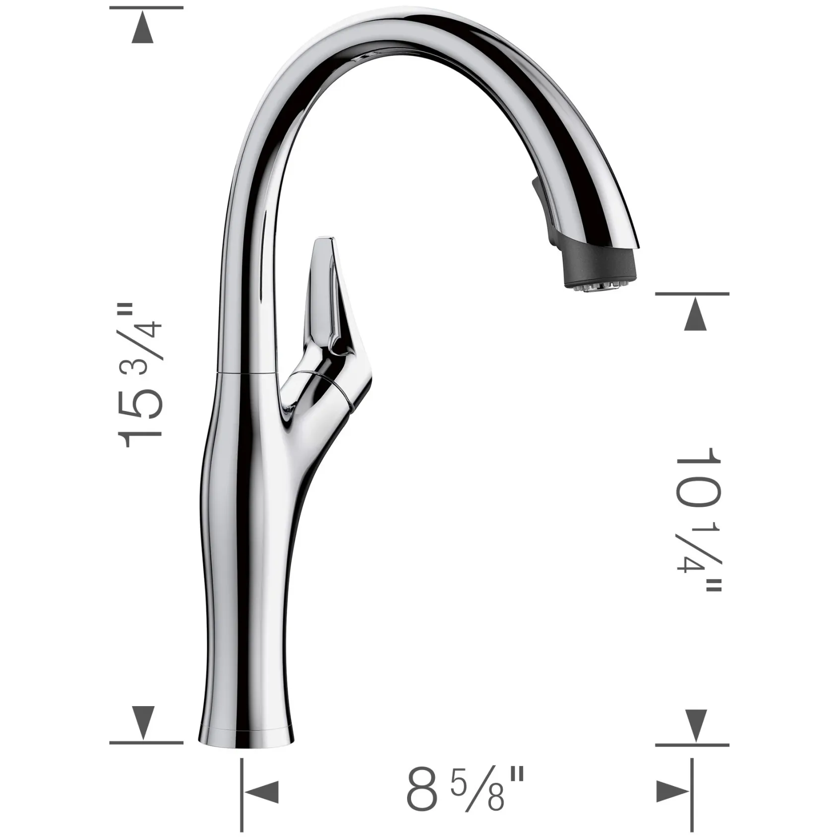 Blanco Artona 1.5 GPM Brass Kitchen Faucet, Pull-Down, Polished Chrome, 442038