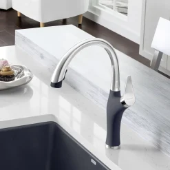 Blanco Artona 1.5 GPM Brass Kitchen Faucet, Pull-Down, Anthracite/Stainless, 442031