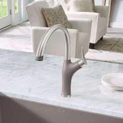 Blanco Artona 1.5 GPM Brass Kitchen Faucet, Pull-Down, Truffle/Stainless, 442035