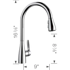 Blanco Atura 1.5 GPM Brass Kitchen Faucet, Pull-Down, Polished Chrome, 442207