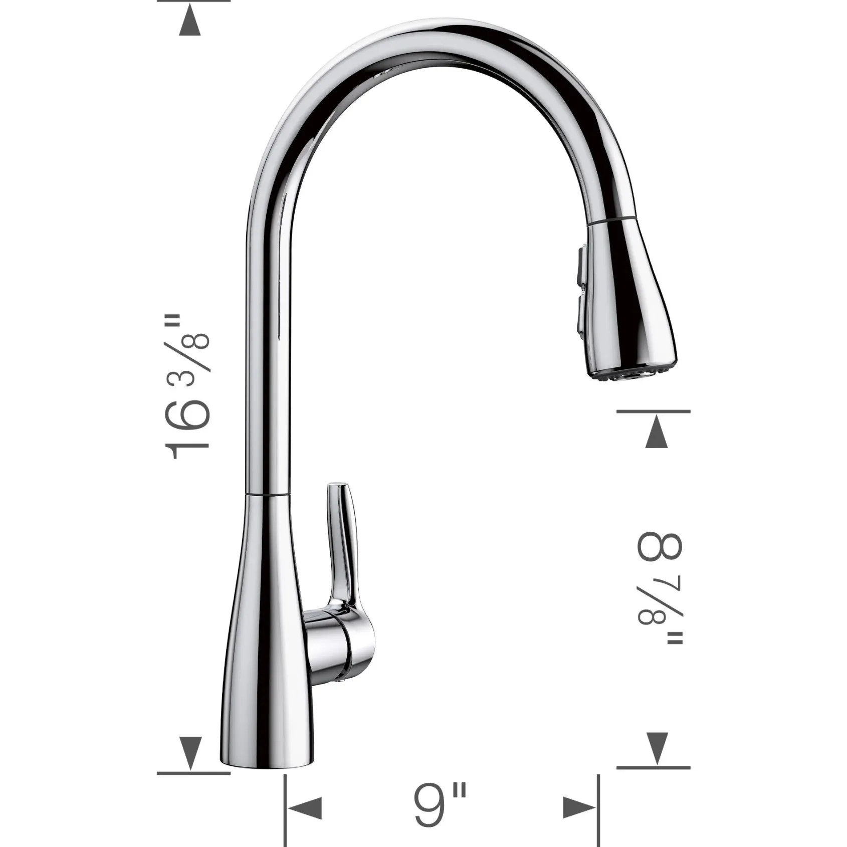 Blanco Atura 1.5 GPM Brass Kitchen Faucet, Pull-Down, Polished Chrome, 442207