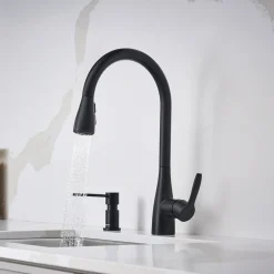 Blanco Atura Pull-Down Dual-Spray Bar Faucet, Matte Black, 1.5 GPM, Brass, 443028