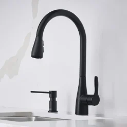 Blanco Atura Pull-Down Dual-Spray Kitchen Faucet, Matte Black, 1.5 GPM, Brass, 443027