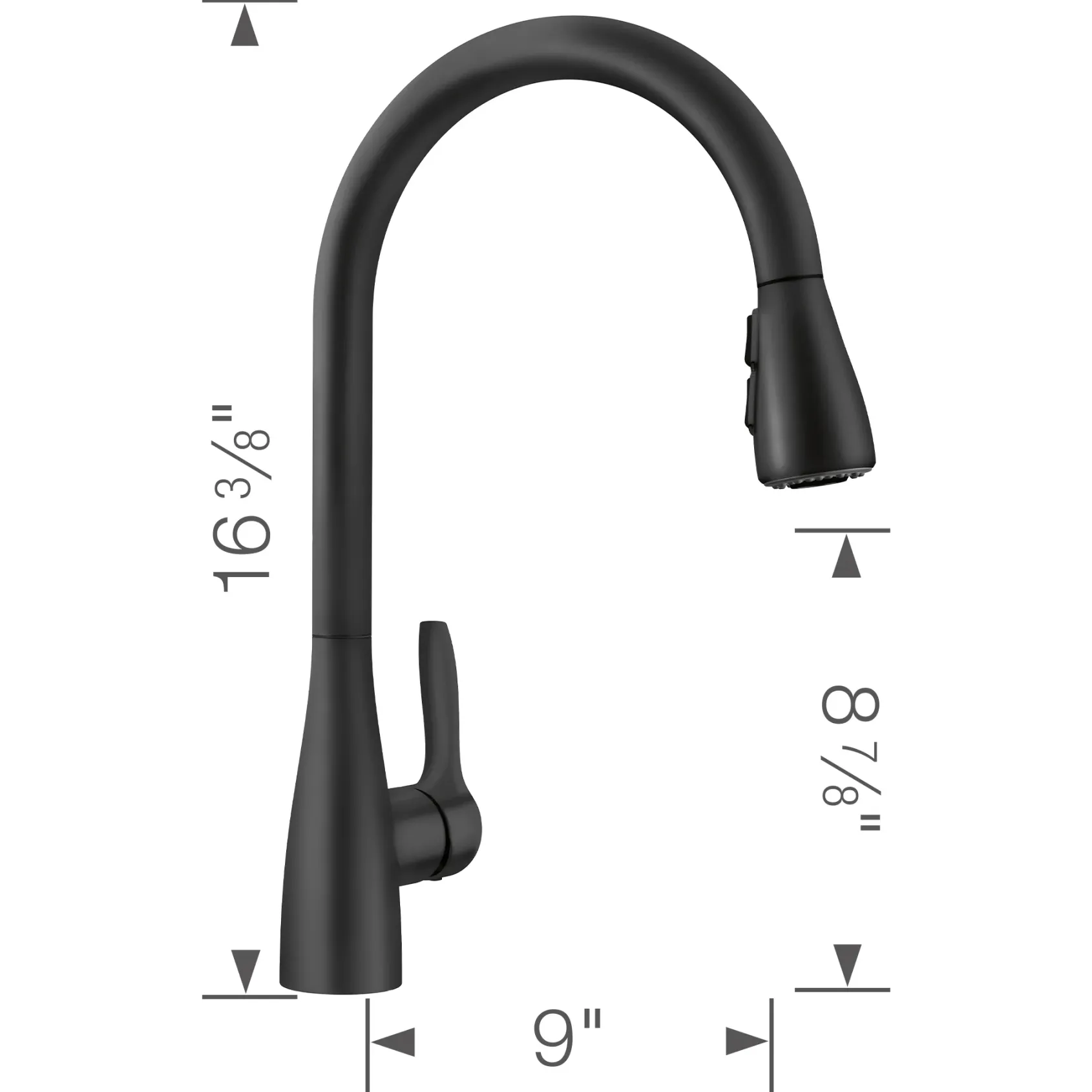 Blanco Atura Pull-Down Dual-Spray Kitchen Faucet, Matte Black, 1.5 GPM, Brass, 443027