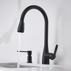 Blanco Atura Pull-Down Dual-Spray Kitchen Faucet, Matte Black, 1.5 GPM, Brass, 443027