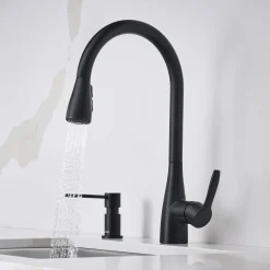 Blanco Atura Pull-Down Dual-Spray Kitchen Faucet, Matte Black, 1.5 GPM, Brass, 443027