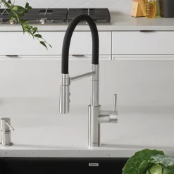Blanco Catris Flexo Semi-Pro Pull-Down Dual-Spray Kitchen Faucet, PVD Steel, 1.5 GPM, Brass, 402448