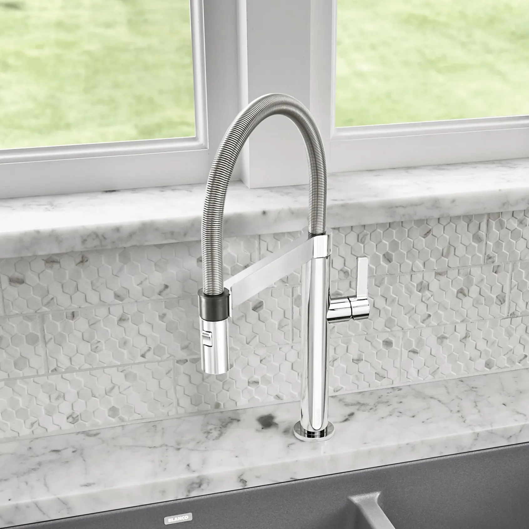 Blanco Culina 1.8 GPM Brass Kitchen Faucet, Semi-Pro, Polished Chrome, 441624