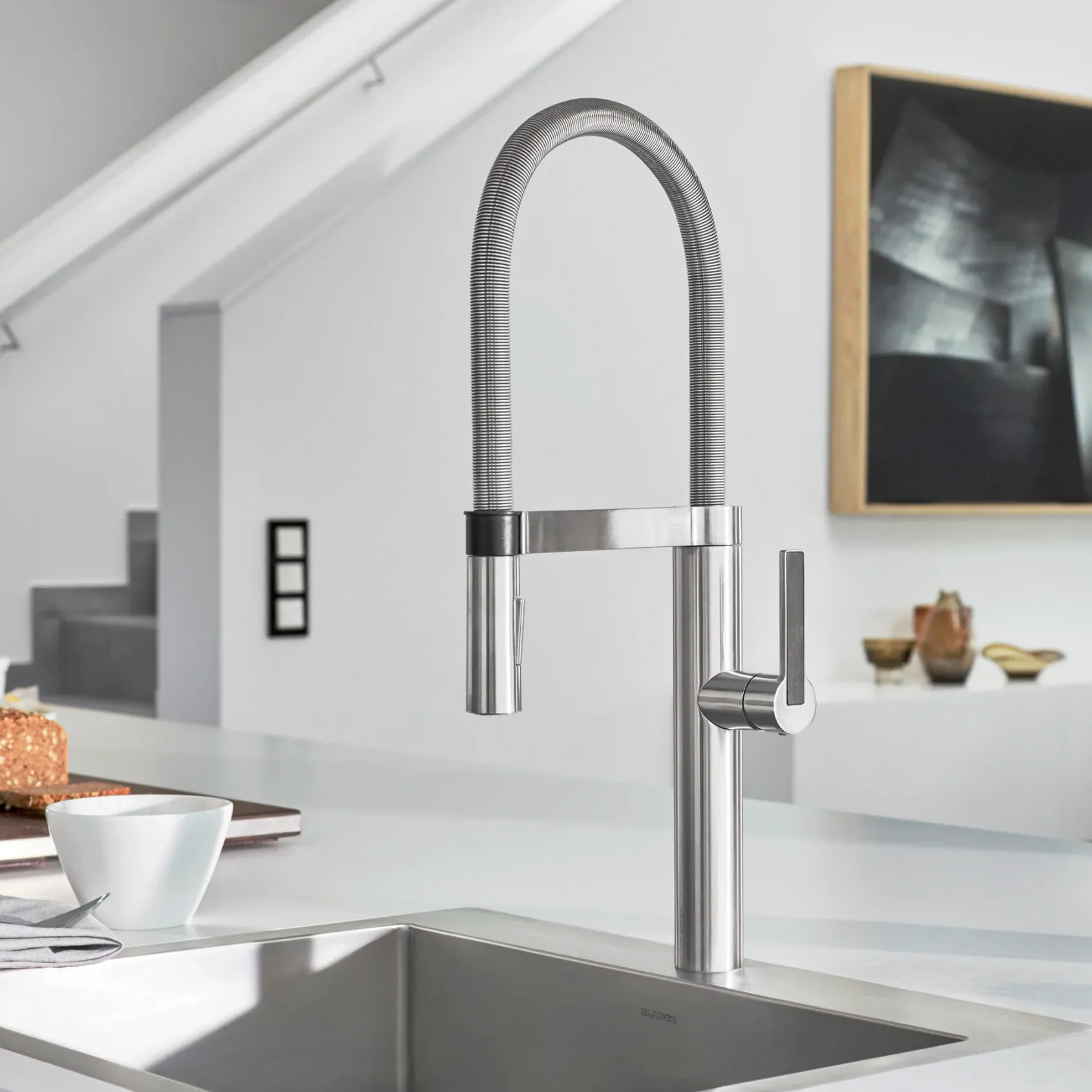 Blanco Culina 1.8 GPM Brass Kitchen Faucet, Semi-Pro, Polished Chrome, 441405