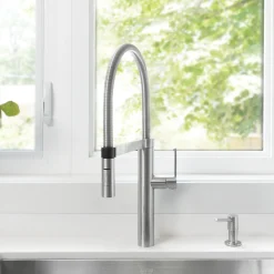 Blanco Culina 1.8 GPM Brass Kitchen Faucet, Semi-Pro, Satin Nickel, 441407